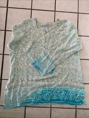 Graham Kandiah Light Blue Floral Printed Tunic Top